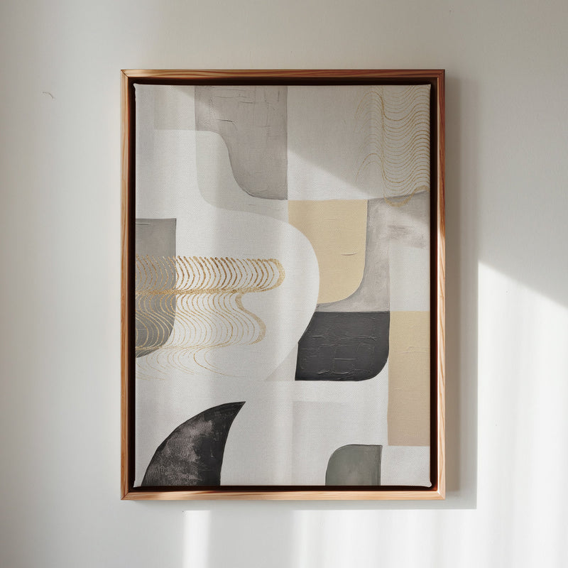 Canvas Wall Art Stretched Over Wooden Frame with Floating Frame and Shapes Painting CV4234 - Al Rugaib Furniture