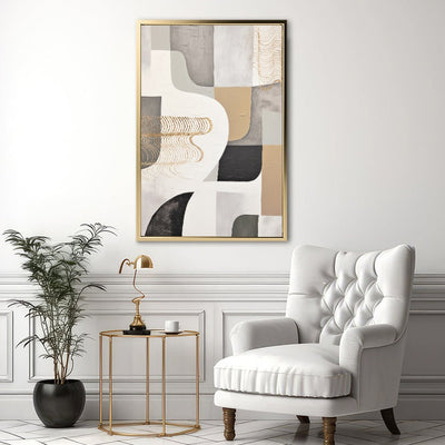 Canvas Wall Art Stretched Over Wooden Frame with Floating Frame and Shapes Painting CV4234 - Al Rugaib Furniture