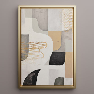 Canvas Wall Art Stretched Over Wooden Frame with Floating Frame and Shapes Painting CV4234 - Al Rugaib Furniture