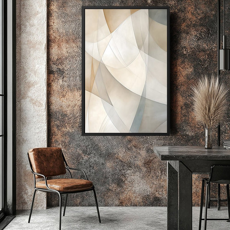 Canvas Wall Art Stretched Over Wooden Frame with Floating Frame and Shapes Painting CV4237 - Al Rugaib Furniture