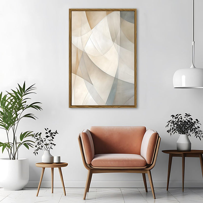 Canvas Wall Art Stretched Over Wooden Frame with Floating Frame and Shapes Painting CV4237 - Al Rugaib Furniture