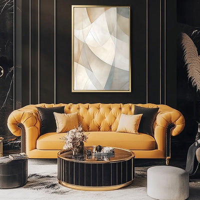 Canvas Wall Art Stretched Over Wooden Frame with Floating Frame and Shapes Painting CV4237 - Al Rugaib Furniture