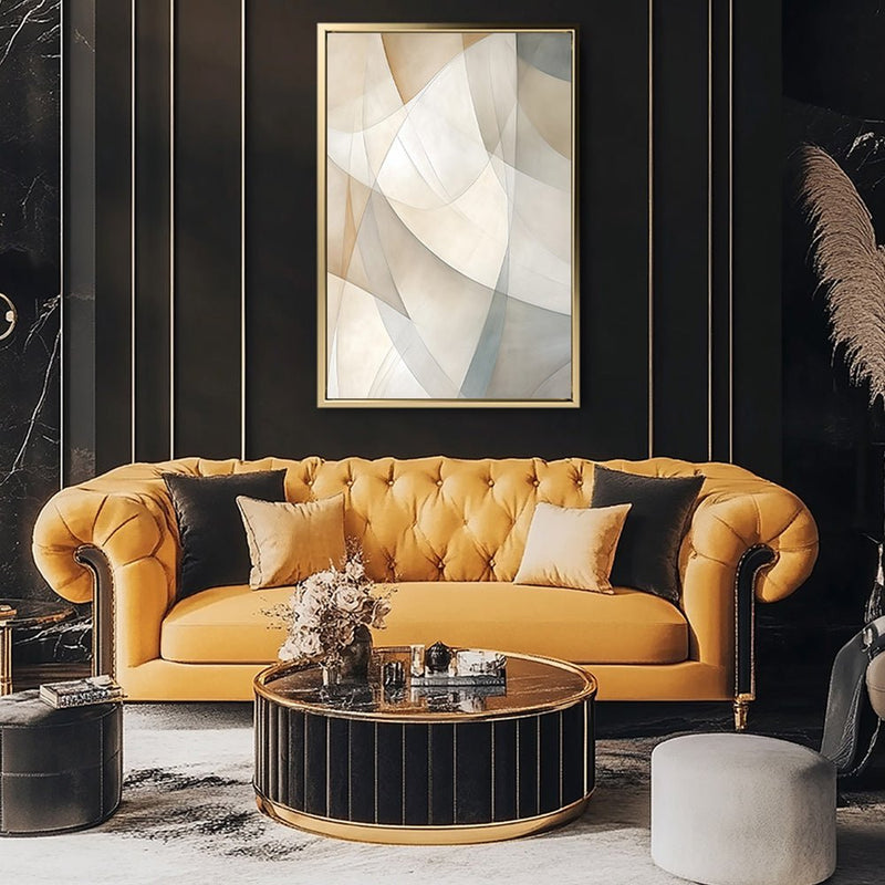 Canvas Wall Art Stretched Over Wooden Frame with Floating Frame and Shapes Painting CV4237 - Al Rugaib Furniture