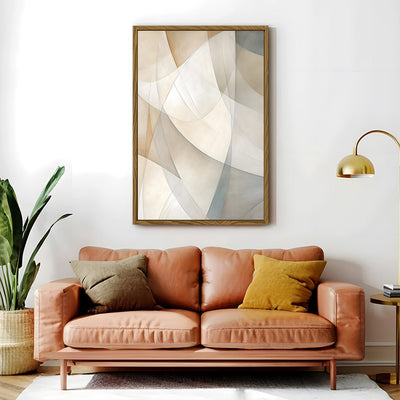 Canvas Wall Art Stretched Over Wooden Frame with Floating Frame and Shapes Painting CV4237 - Al Rugaib Furniture