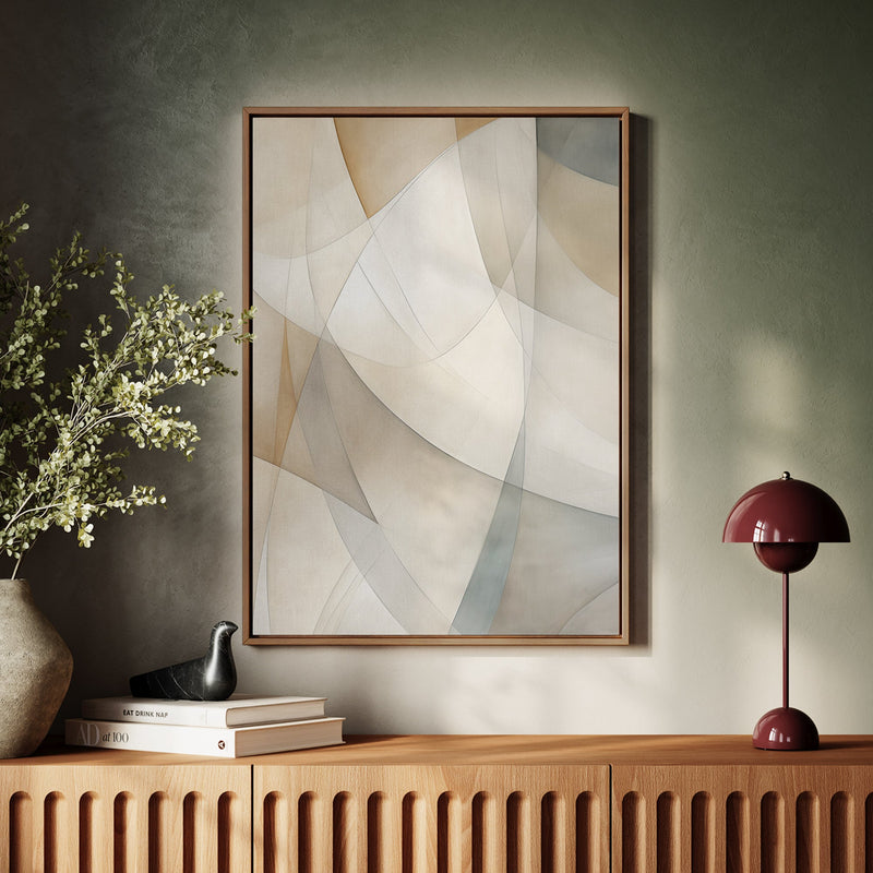 Canvas Wall Art Stretched Over Wooden Frame with Floating Frame and Shapes Painting CV4237 - Al Rugaib Furniture