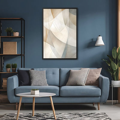 Canvas Wall Art Stretched Over Wooden Frame with Floating Frame and Shapes Painting CV4237 - Al Rugaib Furniture