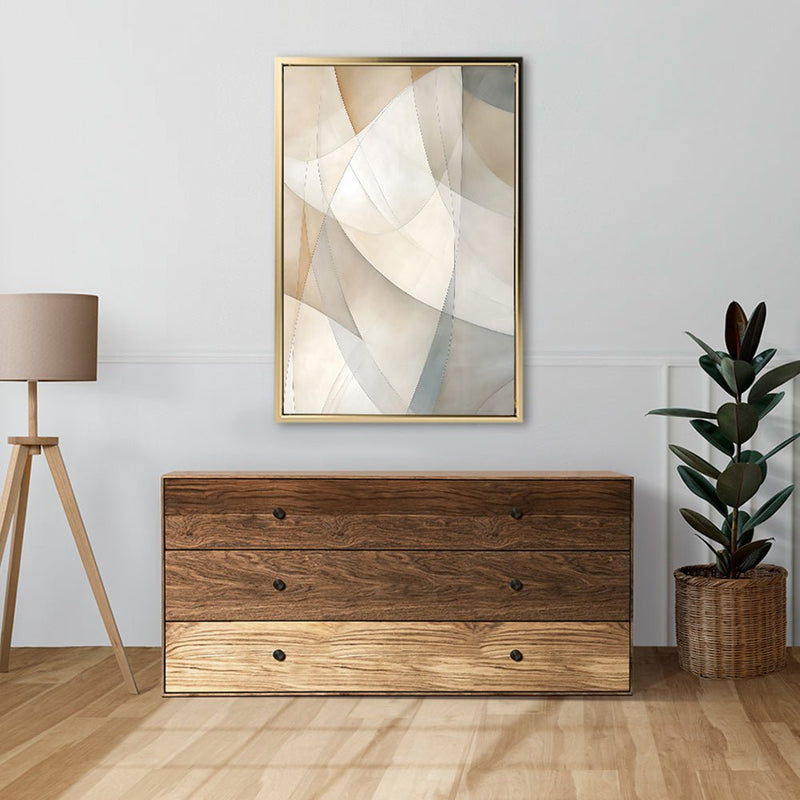 Canvas Wall Art Stretched Over Wooden Frame with Floating Frame and Shapes Painting CV4237 - Al Rugaib Furniture