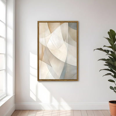 Canvas Wall Art Stretched Over Wooden Frame with Floating Frame and Shapes Painting CV4237 - Al Rugaib Furniture