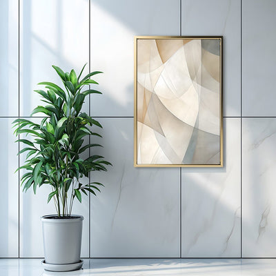 Canvas Wall Art Stretched Over Wooden Frame with Floating Frame and Shapes Painting CV4237 - Al Rugaib Furniture