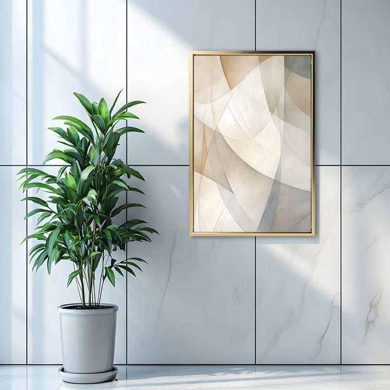 Canvas Wall Art Stretched Over Wooden Frame with Floating Frame and Shapes Painting CV4237 - Al Rugaib Furniture