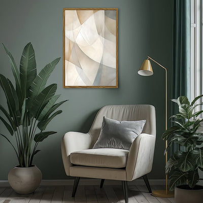 Canvas Wall Art Stretched Over Wooden Frame with Floating Frame and Shapes Painting CV4237 - Al Rugaib Furniture