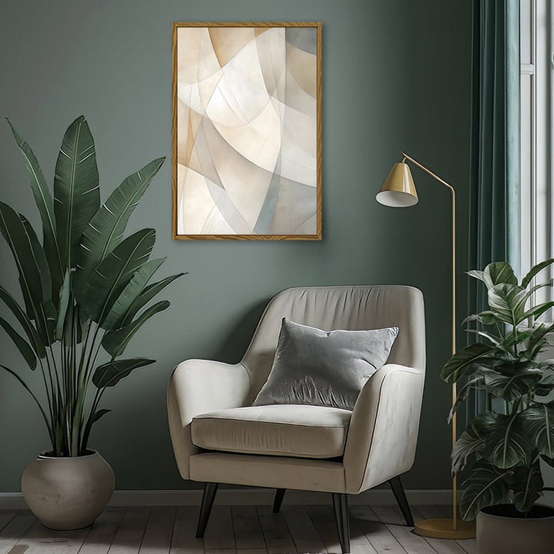 Canvas Wall Art Stretched Over Wooden Frame with Floating Frame and Shapes Painting CV4237 - Al Rugaib Furniture