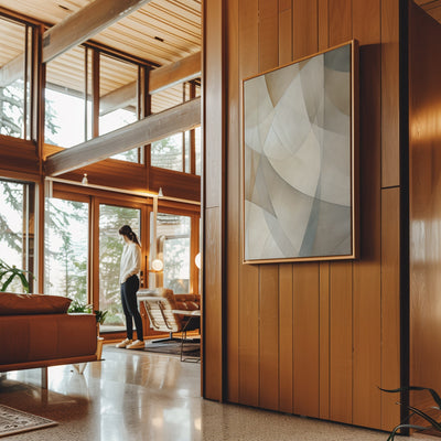 Canvas Wall Art Stretched Over Wooden Frame with Floating Frame and Shapes Painting CV4237 - Al Rugaib Furniture