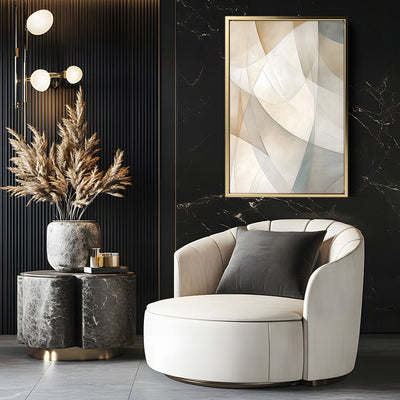 Canvas Wall Art Stretched Over Wooden Frame with Floating Frame and Shapes Painting CV4237 - Al Rugaib Furniture