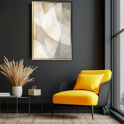 Canvas Wall Art Stretched Over Wooden Frame with Floating Frame and Shapes Painting CV4237 - Al Rugaib Furniture