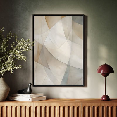 Canvas Wall Art Stretched Over Wooden Frame with Floating Frame and Shapes Painting CV4237 - Al Rugaib Furniture