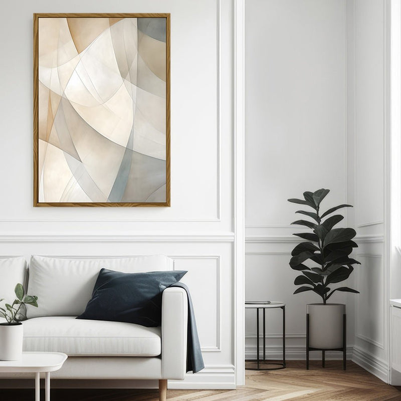Canvas Wall Art Stretched Over Wooden Frame with Floating Frame and Shapes Painting CV4237 - Al Rugaib Furniture