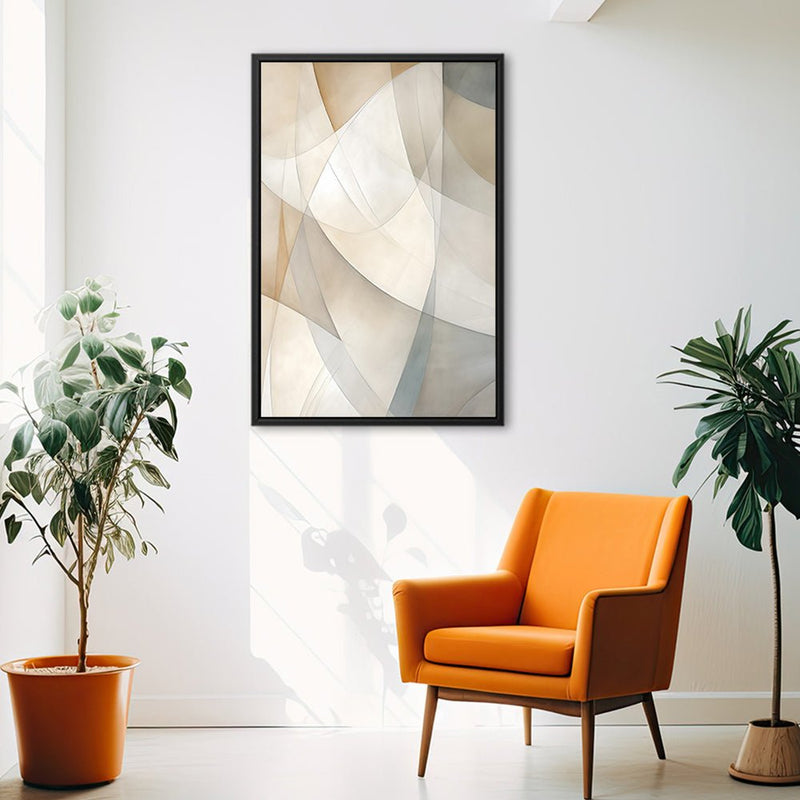 Canvas Wall Art Stretched Over Wooden Frame with Floating Frame and Shapes Painting CV4237 - Al Rugaib Furniture
