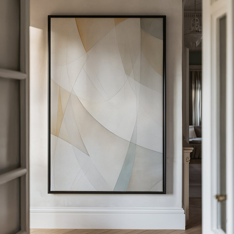 Canvas Wall Art Stretched Over Wooden Frame with Floating Frame and Shapes Painting CV4237 - Al Rugaib Furniture