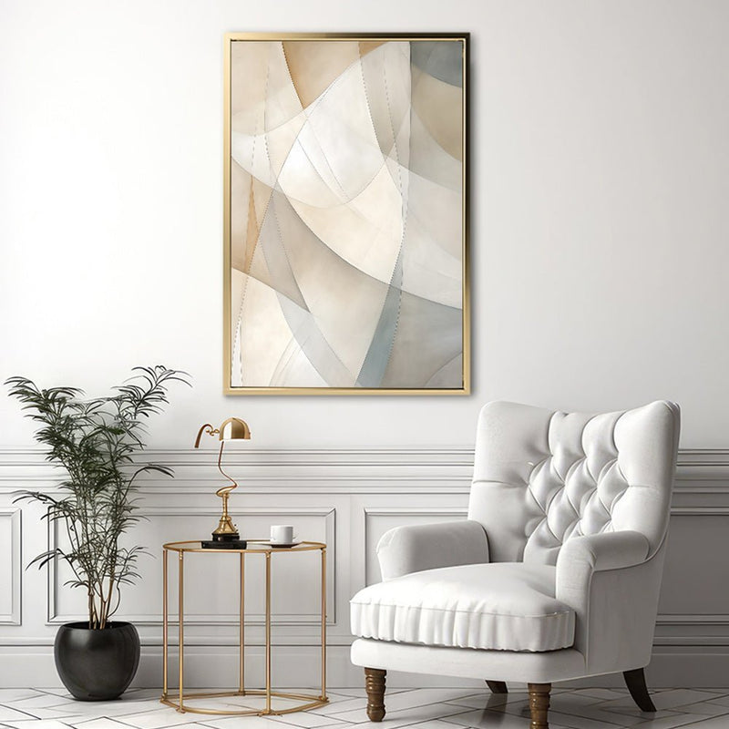 Canvas Wall Art Stretched Over Wooden Frame with Floating Frame and Shapes Painting CV4237 - Al Rugaib Furniture