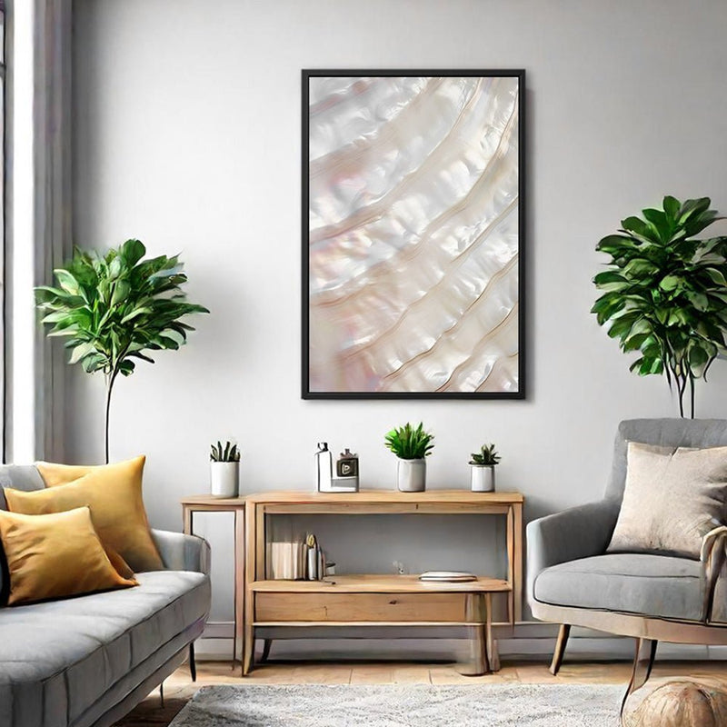 Canvas Wall Art Stretched Over Wooden Frame with Floating Frame and Shell Painting CV4239 - Al Rugaib Furniture