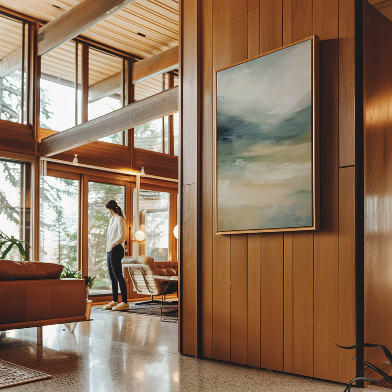 Canvas Wall Art Stretched Over Wooden Frame with Floating Frame and Sky Abstract Painting CV4240 - Al Rugaib Furniture