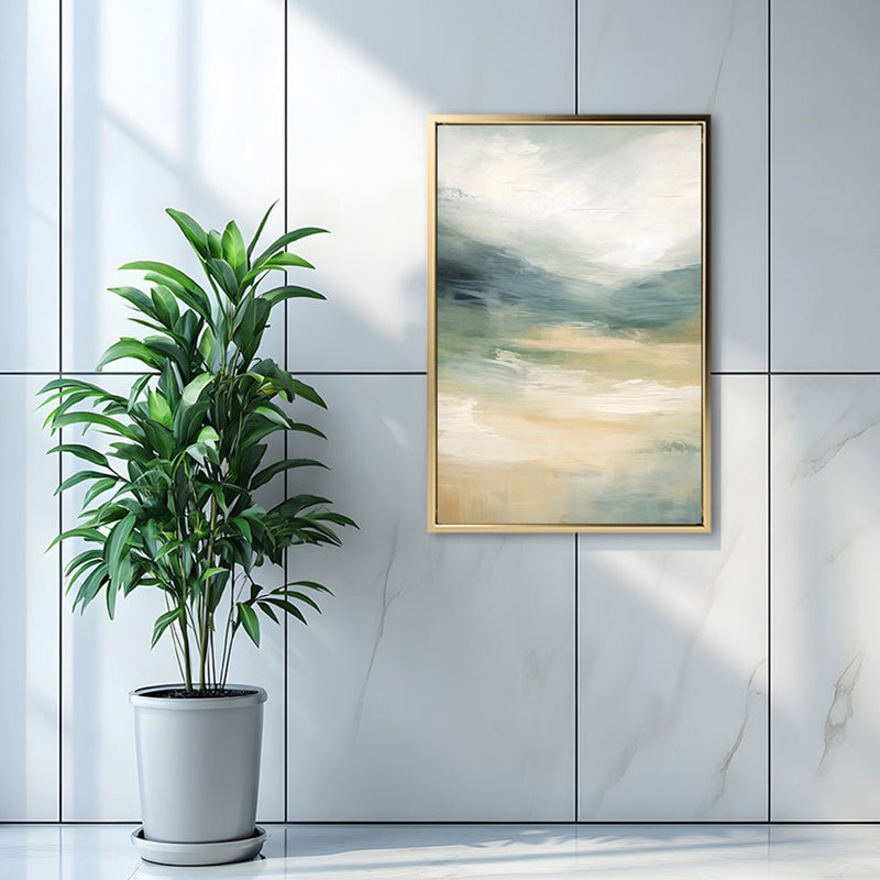 Canvas Wall Art Stretched Over Wooden Frame with Floating Frame and Sky Abstract Painting CV4240 - Al Rugaib Furniture