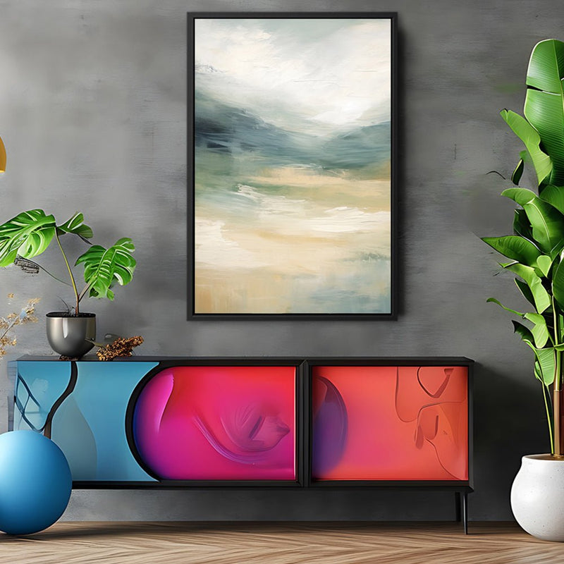 Canvas Wall Art Stretched Over Wooden Frame with Floating Frame and Sky Abstract Painting CV4240 - Al Rugaib Furniture