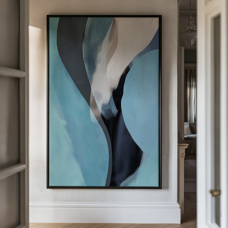 Canvas Wall Art Stretched Over Wooden Frame with Floating Frame and Smoke Abstract Painting CV4241 - Al Rugaib Furniture