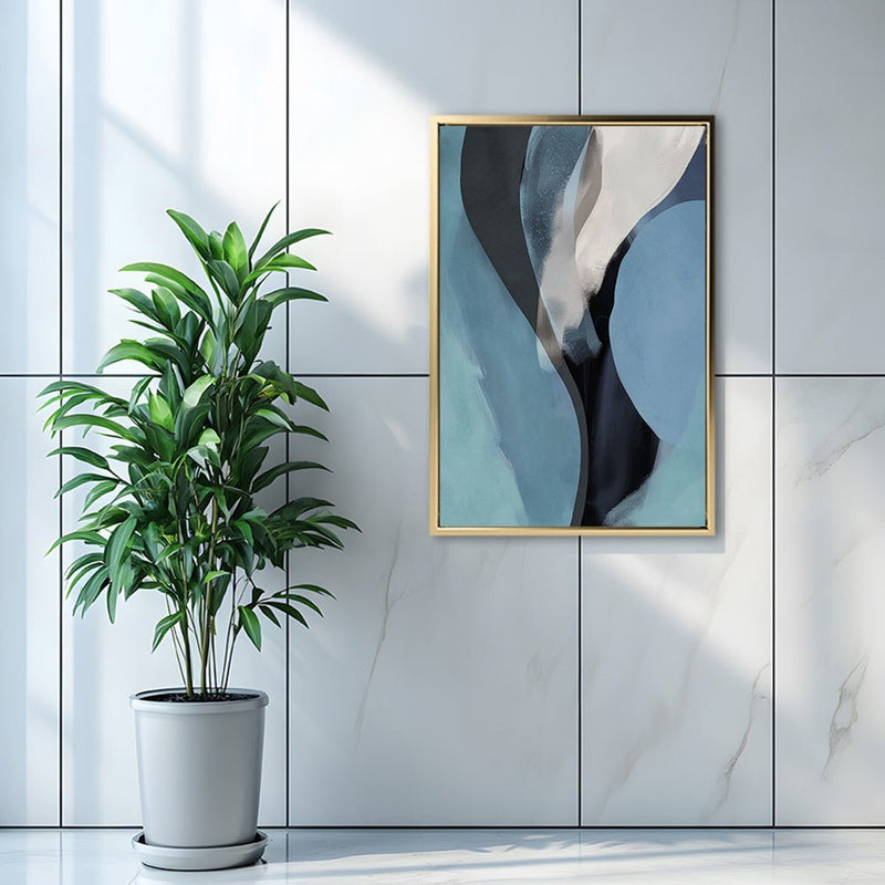 Canvas Wall Art Stretched Over Wooden Frame with Floating Frame and Smoke Abstract Painting CV4241 - Al Rugaib Furniture