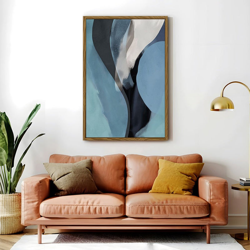 Canvas Wall Art Stretched Over Wooden Frame with Floating Frame and Smoke Abstract Painting CV4241 - Al Rugaib Furniture