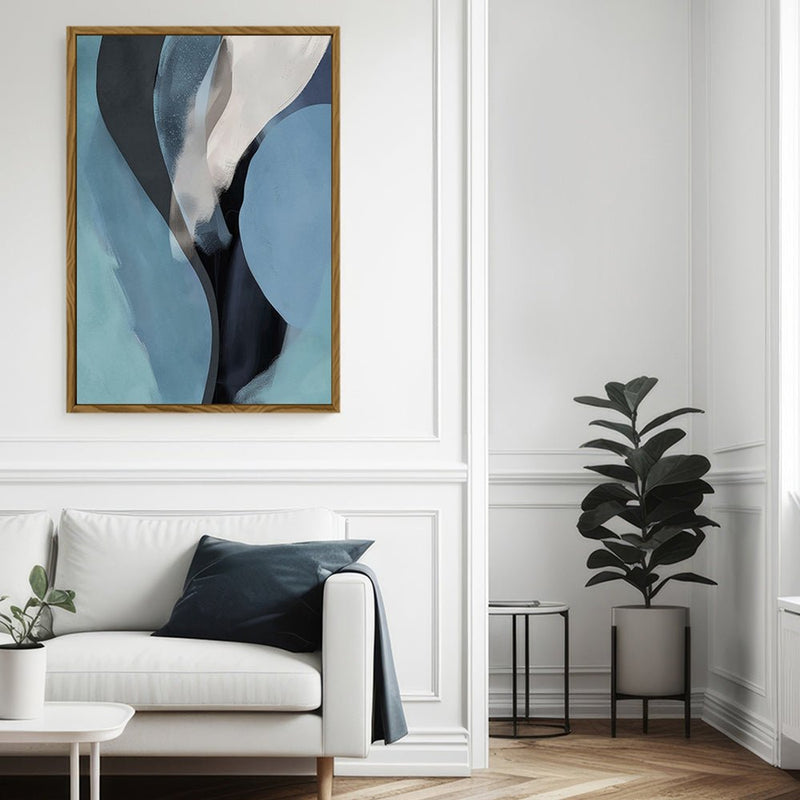 Canvas Wall Art Stretched Over Wooden Frame with Floating Frame and Smoke Abstract Painting CV4241 - Al Rugaib Furniture