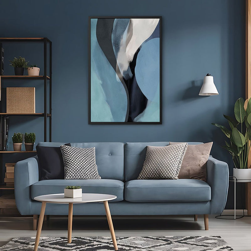 Canvas Wall Art Stretched Over Wooden Frame with Floating Frame and Smoke Abstract Painting CV4241 - Al Rugaib Furniture