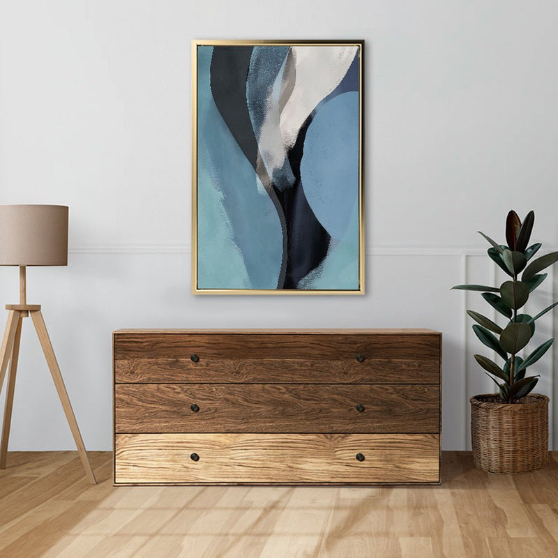 Canvas Wall Art Stretched Over Wooden Frame with Floating Frame and Smoke Abstract Painting CV4241 - Al Rugaib Furniture