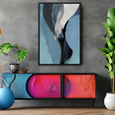 Canvas Wall Art Stretched Over Wooden Frame with Floating Frame and Smoke Abstract Painting CV4241 - Al Rugaib Furniture