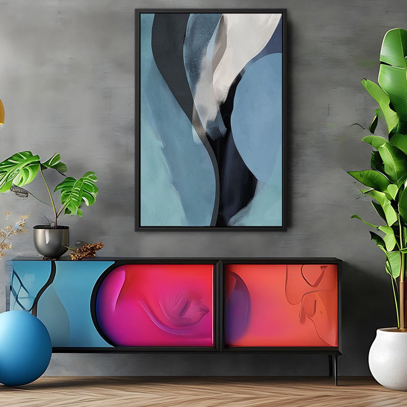 Canvas Wall Art Stretched Over Wooden Frame with Floating Frame and Smoke Abstract Painting CV4241 - Al Rugaib Furniture