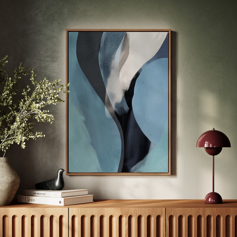 Canvas Wall Art Stretched Over Wooden Frame with Floating Frame and Smoke Abstract Painting CV4241 - Al Rugaib Furniture