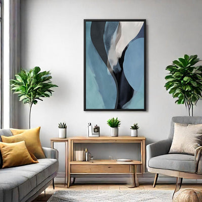 Canvas Wall Art Stretched Over Wooden Frame with Floating Frame and Smoke Abstract Painting CV4241 - Al Rugaib Furniture