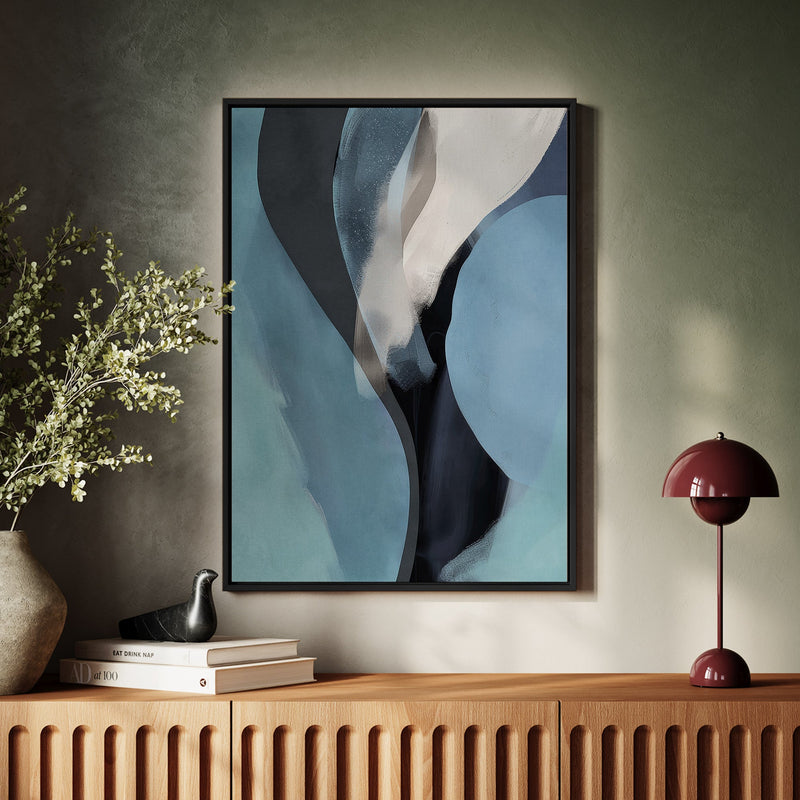 Canvas Wall Art Stretched Over Wooden Frame with Floating Frame and Smoke Abstract Painting CV4241 - Al Rugaib Furniture