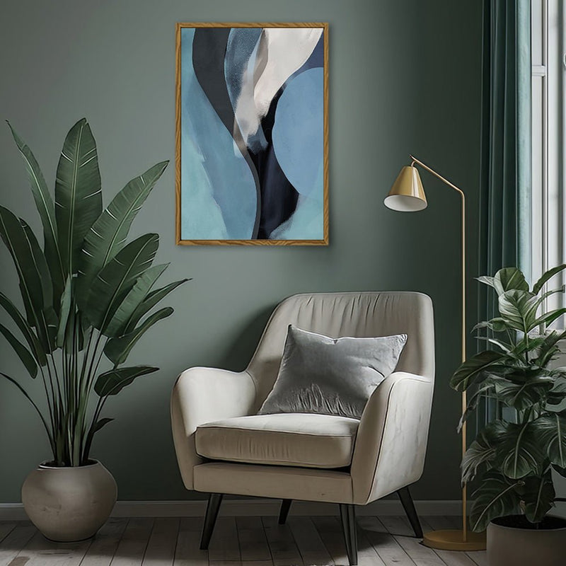 Canvas Wall Art Stretched Over Wooden Frame with Floating Frame and Smoke Abstract Painting CV4241 - Al Rugaib Furniture