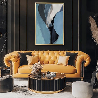 Canvas Wall Art Stretched Over Wooden Frame with Floating Frame and Smoke Abstract Painting CV4241 - Al Rugaib Furniture