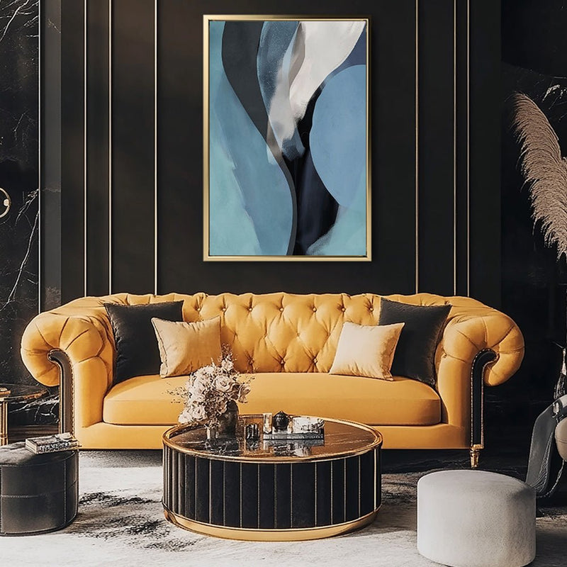 Canvas Wall Art Stretched Over Wooden Frame with Floating Frame and Smoke Abstract Painting CV4241 - Al Rugaib Furniture