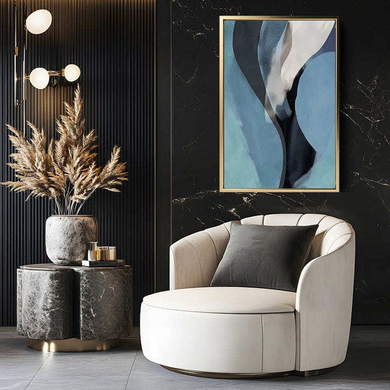 Canvas Wall Art Stretched Over Wooden Frame with Floating Frame and Smoke Abstract Painting CV4241 - Al Rugaib Furniture