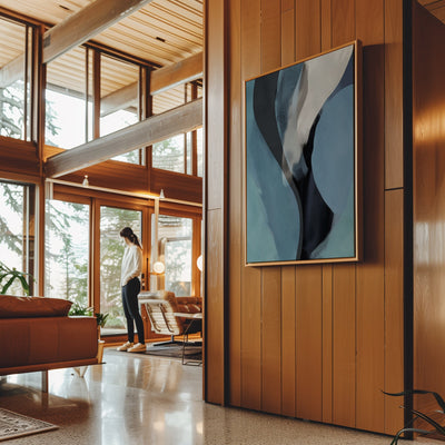 Canvas Wall Art Stretched Over Wooden Frame with Floating Frame and Smoke Abstract Painting CV4241 - Al Rugaib Furniture