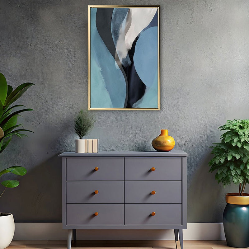 Canvas Wall Art Stretched Over Wooden Frame with Floating Frame and Smoke Abstract Painting CV4241 - Al Rugaib Furniture