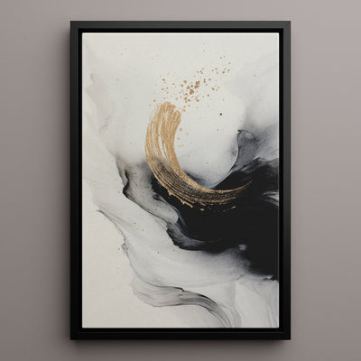 Canvas Wall Art Stretched Over Wooden Frame with Floating Frame and Smoke With Gold Shape Painting CV4242 - Al Rugaib Furniture