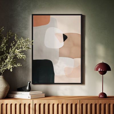 Canvas Wall Art Stretched Over Wooden Frame with Floating Frame and squares Abstract Painting CV4243 - Al Rugaib Furniture