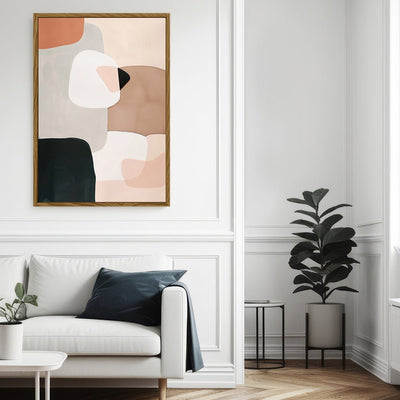 Canvas Wall Art Stretched Over Wooden Frame with Floating Frame and squares Abstract Painting CV4243 - Al Rugaib Furniture