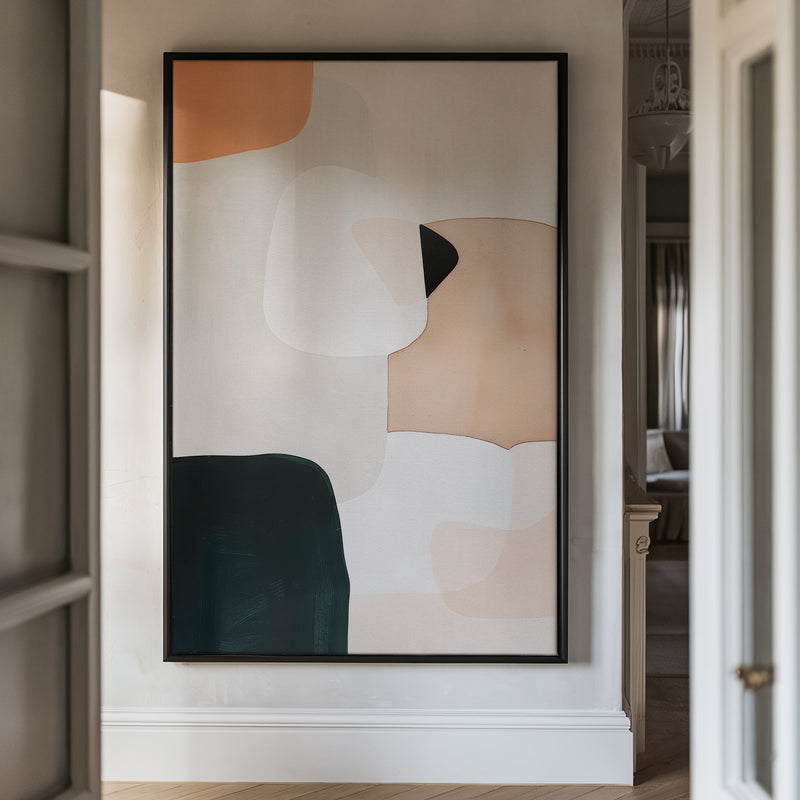 Canvas Wall Art Stretched Over Wooden Frame with Floating Frame and squares Abstract Painting CV4243 - Al Rugaib Furniture