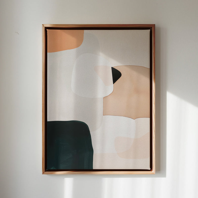 Canvas Wall Art Stretched Over Wooden Frame with Floating Frame and squares Abstract Painting CV4243 - Al Rugaib Furniture